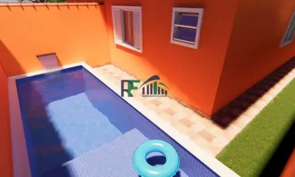 casa 2 dormitorios com piscina nova Bairro Bopiranga - Itanhaém -SP