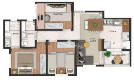 Apartamento | 3 dormitórios | 68 m² | R$ 519.000 - NAU VIVENDAS -Bairro: Universitário - São José do Rio Preto/SP