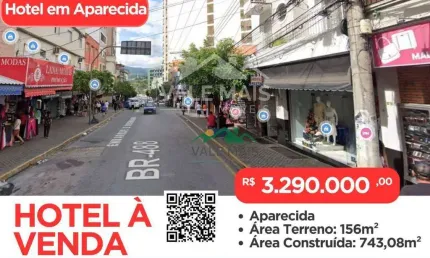 Hotel com 21 dormitórios à venda, 743 m² por r$ 3.290.000 - centro - aparecida/sp