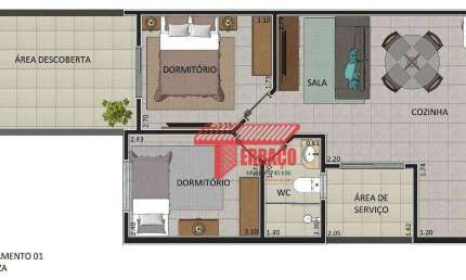Apartamento com 2 dormitórios à venda, 60 m² por R$ 371.000,00 - Vila Linda - Santo André/SP