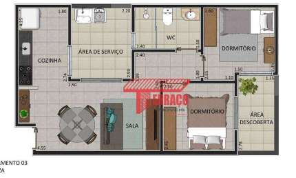 Apartamento com 2 dormitórios à venda, 60 m² por R$ 371.000,00 - Vila Linda - Santo André/SP