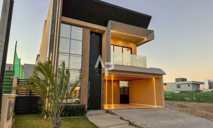 Casa duplex nova à venda 240m2 com 4 suítes e deck com piscina no bairro Cidade Alpha - Eusébio/CE