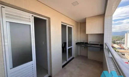 Apartamento novo de 1 suíte, churrasqueira, na tupi em praia grande