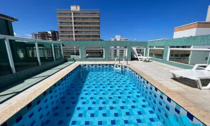 Apartamento com 1 quarto, lazer com piscina, no boqueirão em praia grande