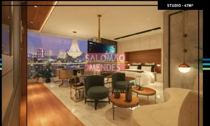 Studio de 47m², suíte, vaga de garagem - localização perfeita.