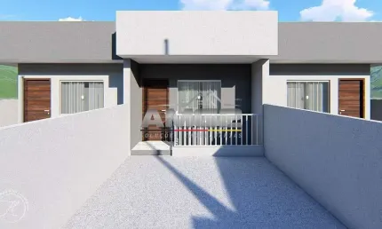 Casa com 2 dormitórios, 2 vagas e passagem lateral no dom joaquim em brusque