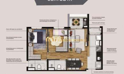 OPORTUNIDADE DE REPASSE - VISION COLINAS - Planta de 58m2, 02 Dormts.