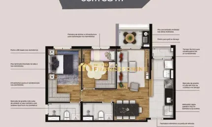 OPORTUNIDADE DE REPASSE - VISION COLINAS - Planta de 58m2, 02 Dormts.