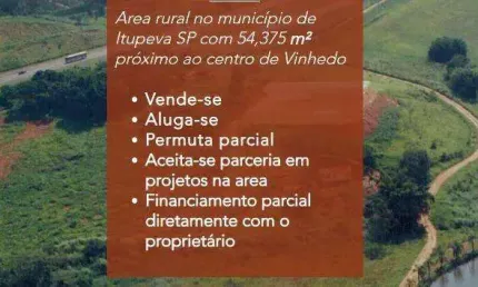 Área à venda na rodv bandeirantes, 54375 m² por r$ 13.000.000 - serra azul - itupeva/sp