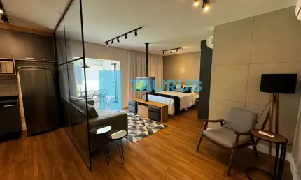Apartamento garden para locação, 1 dormitório, mobiliado, 2 vagas, 77m², Alto da Boa Vista.
