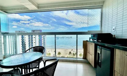 Apartamento vista mar à Venda em Praia Grande com 2 dorms, 2 vagas -Vila Caiçara