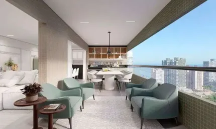Apartamento em praia grande, canto do forte com 3 suítes, 2 vagas, 154m²