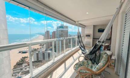 Apartamento à venda em Praia Grande, 3 dormitórios, Vista Mar e Mobiliado