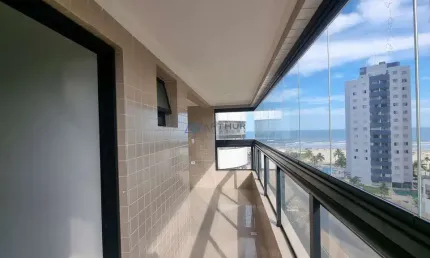 Apartamento em praia grande vista mar, vila mirim com 2 quartos, 1 suíte, 71m²