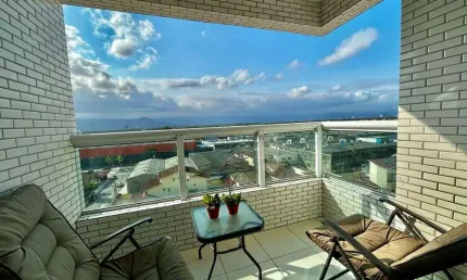 Apartamento à venda em praia grande, 02 dormitórios, vista livre e andar alto