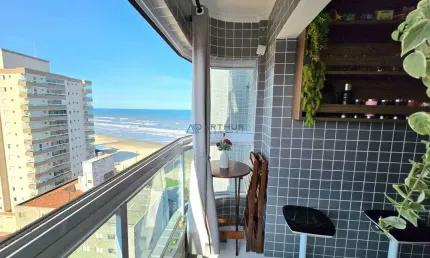 Apartamento à venda em Praia Grande - 2 dorm,  mobiliado e vista mar definitiva
