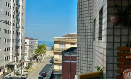 Apartamento à venda em Praia Grande, 2 dormitórios frente rua e vista para o mar
