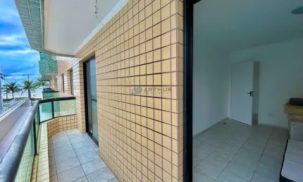 Apartamento a venda em praia grande, prédio frente mar e sacada com vista mar