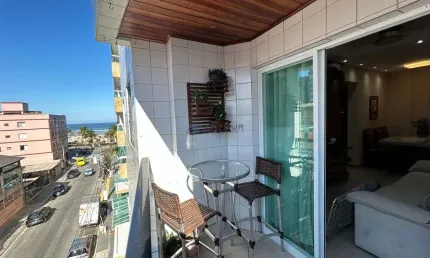 Apartamento a venda em praia grande, frente rua, vista mar, 2 dormitórios