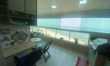 Apartamento frente mar de alto padrão com 3 dorm(s) e porteira fechada em praia grande/sp.