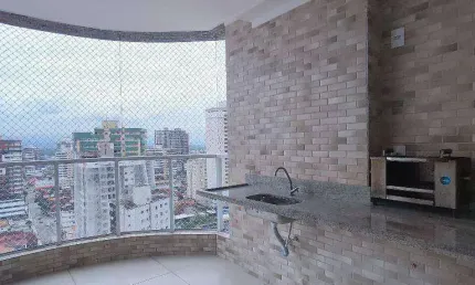 Apto 2 dorm (s), sendo 1 suíte, novo, varanda gourmet, na Guilhermina em Praia Grande - SP.
