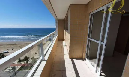 Apto com 2 dormitórios, sendo 1 suíte, com varanda , predio frente mar, 82 m² - Jardim Real - Praia Grande/SP