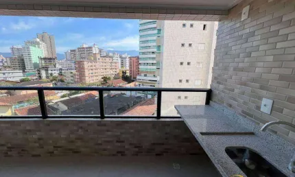 Apto de 1 dormitório com suíte, varanda gourmet e lazer completo no Caiçara em Praia Grande SP.