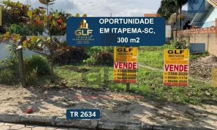 Barbada terreno a venda na cidade de itapema/sc no bairro alto são bento, com metragem de 300 m² sendo 12 x 25. oportunidade de investimento