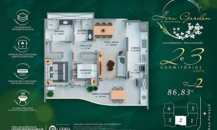 Apartamento à venda em Praia Grande, Guilhermina, com 3 quartos, 120,50m²