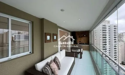 Vende ou aluga apartamento de 120m² com 3 suítes, 2 vagas, semi-mobiliado com churrasqueira na varanda gourmet