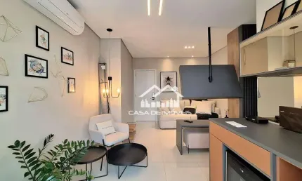 Vende apartamento gardem com 1 dormitório, condomínio novo com lazer, a 2 quadras da praia, na Pompéia.