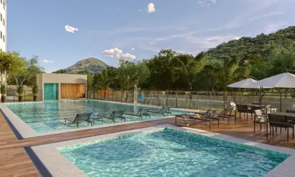 Lindo apartamento no pontal oceânico com 2 quartos, suíte e varanda