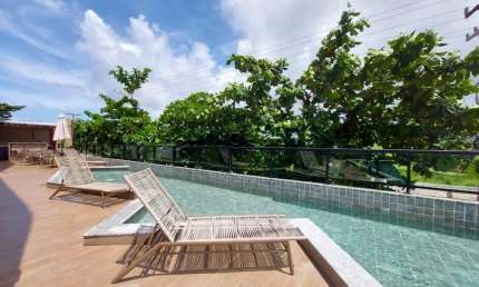 Excelente flat localizado na Praia de Porto de Galinhas a 100m do mar, com 25,90m².