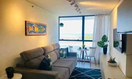 Excelente apartamento frente mar localizado em barra de Jangada, com 35,80m² de área útil, 1 QUARTO, móveis fixos, estrutura de lazer completa