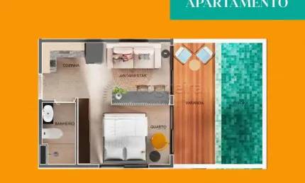 Apartamento com 1 quarto à venda na Avenida Portuaria, 126, Porto de Galinhas, Ipojuca, 35 m2 por R$ 422.625