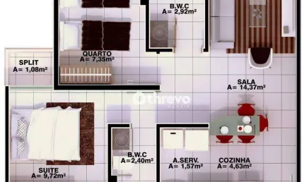 Apartamento com 2 dormitórios à venda, 50 m² por r$ 314.720,24 - uruguai - teresina/pi