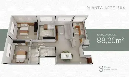 Apartamento com 3 quartos à venda na Vila dos Técnicos, Timóteo 