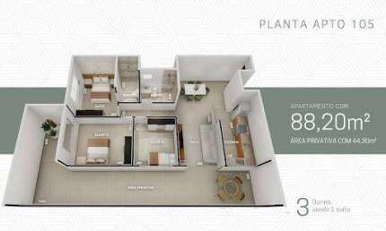 Apartamento com 3 quartos à venda na Vila dos Técnicos, Timóteo 