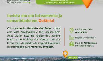 Terreno à venda na Rua Ema7, Residencial Recanto das Emas, Goiânia