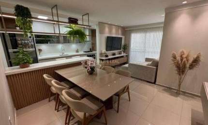 Apartamento com planejados de 03 dormitórios sendo 1 suíte, sacada grande com churrasqueira e 2 garagens em Centro  -  Biguaçu
