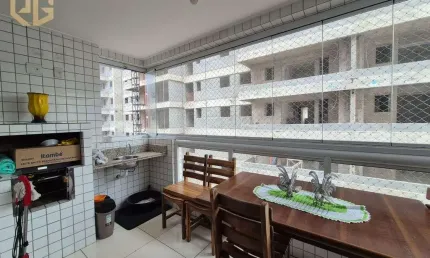 Apto 560 mt praia, com 1 dorm, 1 banh, 1 lavabo, varanda gourmet, 1 vaga, lazer.