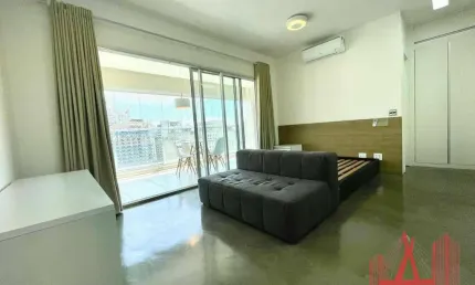 Apartamento stúdio mobiliado para locação com 1 dormitório, 1 vaga de garagem, com 42 m² - consolação