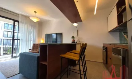 Apartamento Studio MOBILIADO para Locação com 1 dormitório, 1 vaga de garagem, com 34 m² - Vila Madalena