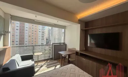 Apartamento studio mobiliado para locação com 1 dormitório, 1 vaga de garagem, com 24 m² - pinheiros