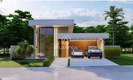 Atlântica imóveis tem linda casa linear com projeto moderno e funcional, localizada em um dos melhores condomínios da região!