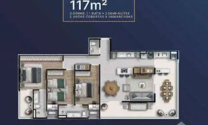 Apartamento com 3 dormitórios à venda, 117 m² - Jardim das Nações - Taubaté/SP