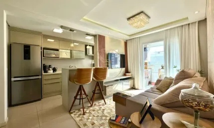 Res. San Diego - Apartamento mobiliado com suíte, sacada com churrasqueira e excelente localização em Barreiros, São José/SC