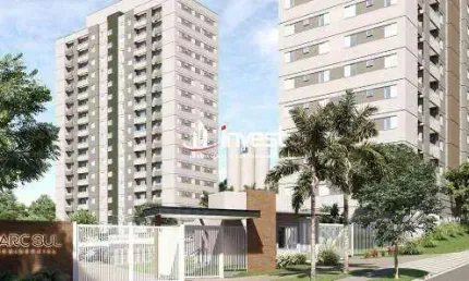 Apartamentos de 48 m2 a 56 m2, tendo um quarto ou dois quartos com suíte.