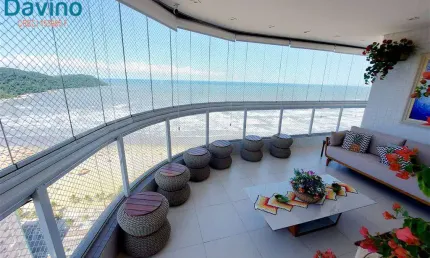 3.300milhão  - apartamento 4 dormitorios sendo 3 suites - 3 vagas privativas - maravilhosa vista mar - semi mobiliado - frente mar