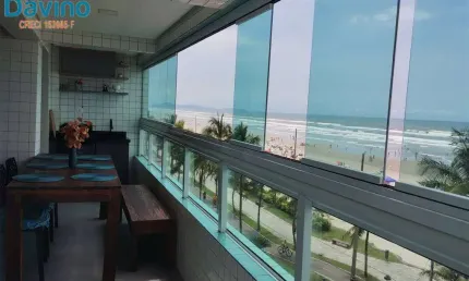 Lindo apartamento frente mar, vista panorâmica, 2 dorms. 2 vagas demarcadas, lazer completo